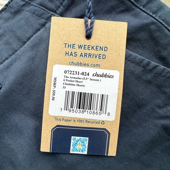 Chubbies The Armadas 5.5” Inseam 6 Pocket Short in Navy Blue Size 33 NWT - Picture 4 of 11